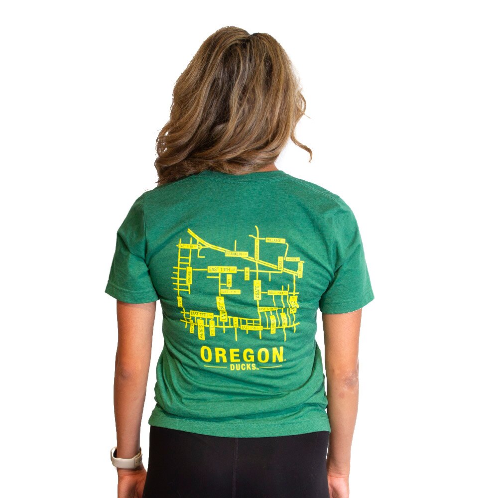 Ducks Spirit, Summit, Green, Crew Neck, Women, Map of Streets, Campus, T-Shirt, 717837